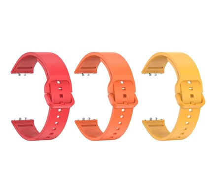 Valente Silicone Watch Straps Compatible for Samsung Galaxy Fit 3 (Pack of 3)-Red & Orange & Yellow