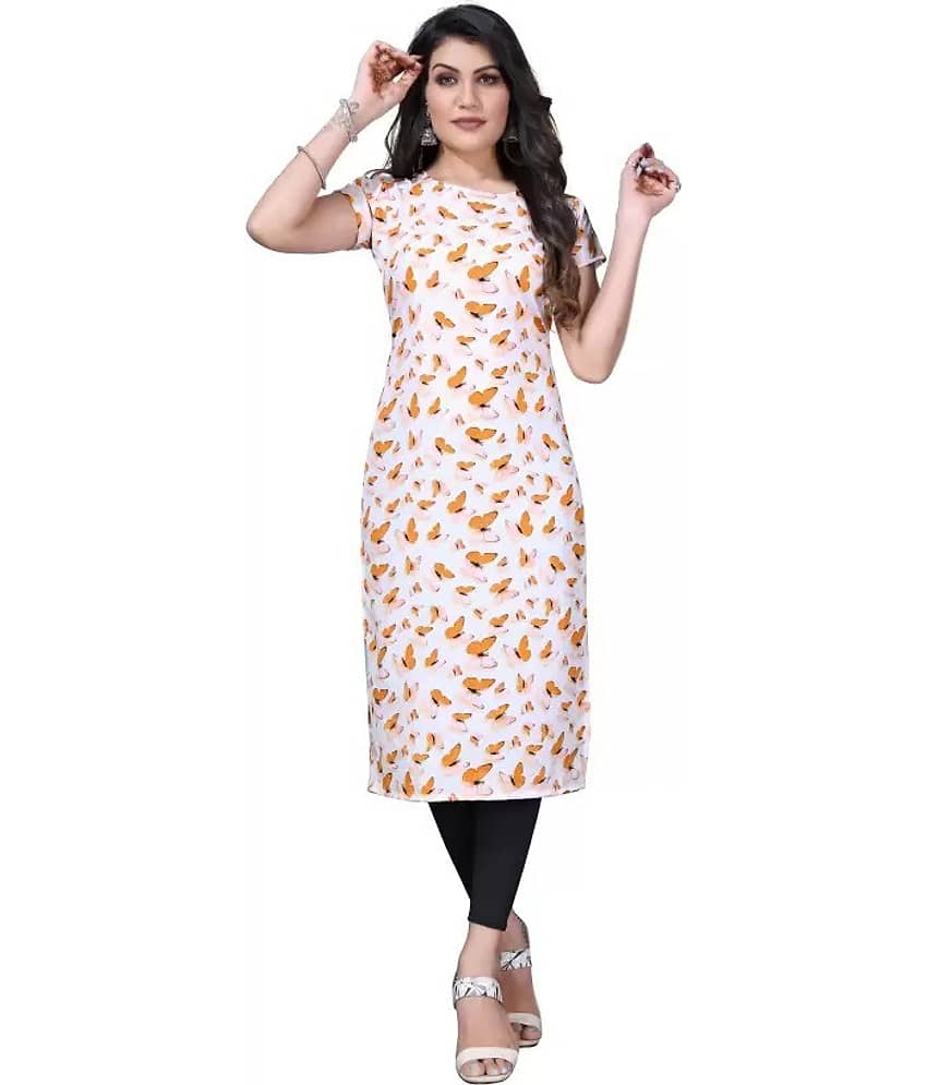 AK FASHION MALL Pack of 1 Crepe Printed Straight Women's Kurti - ( Multicolor )