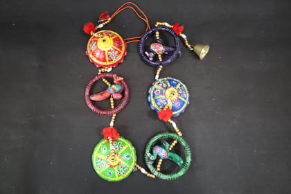 Handcrafted Wall Hanging with Decorative Spheres, Traditional Indian Design, Multicoloured Bells and Beads Handcrafted Wall Hanging with Decorative Spheres, Traditional Indian Design, Multicoloured Bells and Beads