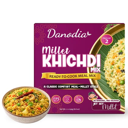 Danodia Foods Millet Khichdi Mix, Instant Comfort Meal, 250 gm Each - Pack of 2