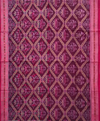 Maroon red colour handwoven cotton saree