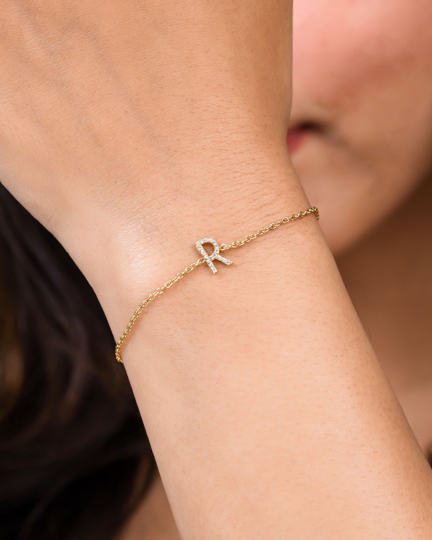Tiny Initial Bracelet-5.5" + 1"