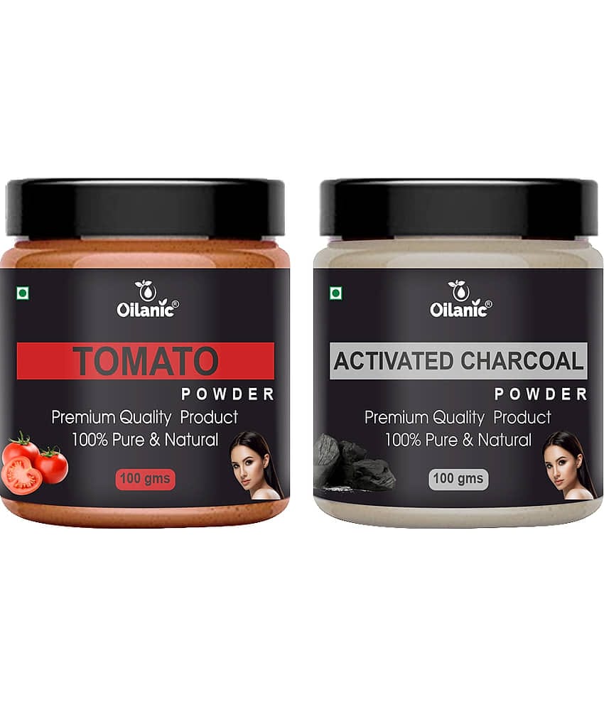Oilanic 100% Pure Tomato Powder & Charcoal Powder For Skin Hair Mask 200 g Pack of 2