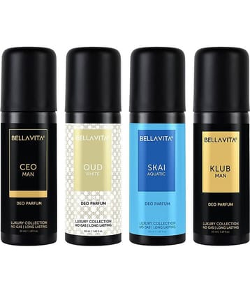 Bella Vita Luxury Unisex Body Perfume Gift Set Deodorant for Men & Women Pack of 4 x 50ml No Gas Deo with Lemon Blackcurrant Lavender & Bergamot