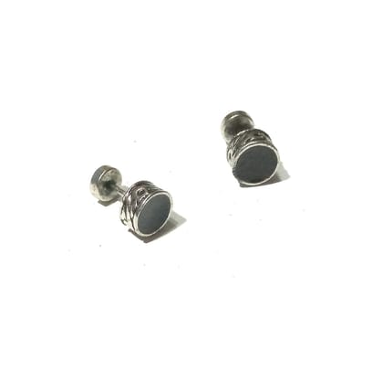 Nawani 1 Pair Mens Jewellery Silver, Black Studs Earring/Earring for Men/Boys/Boyfriend.