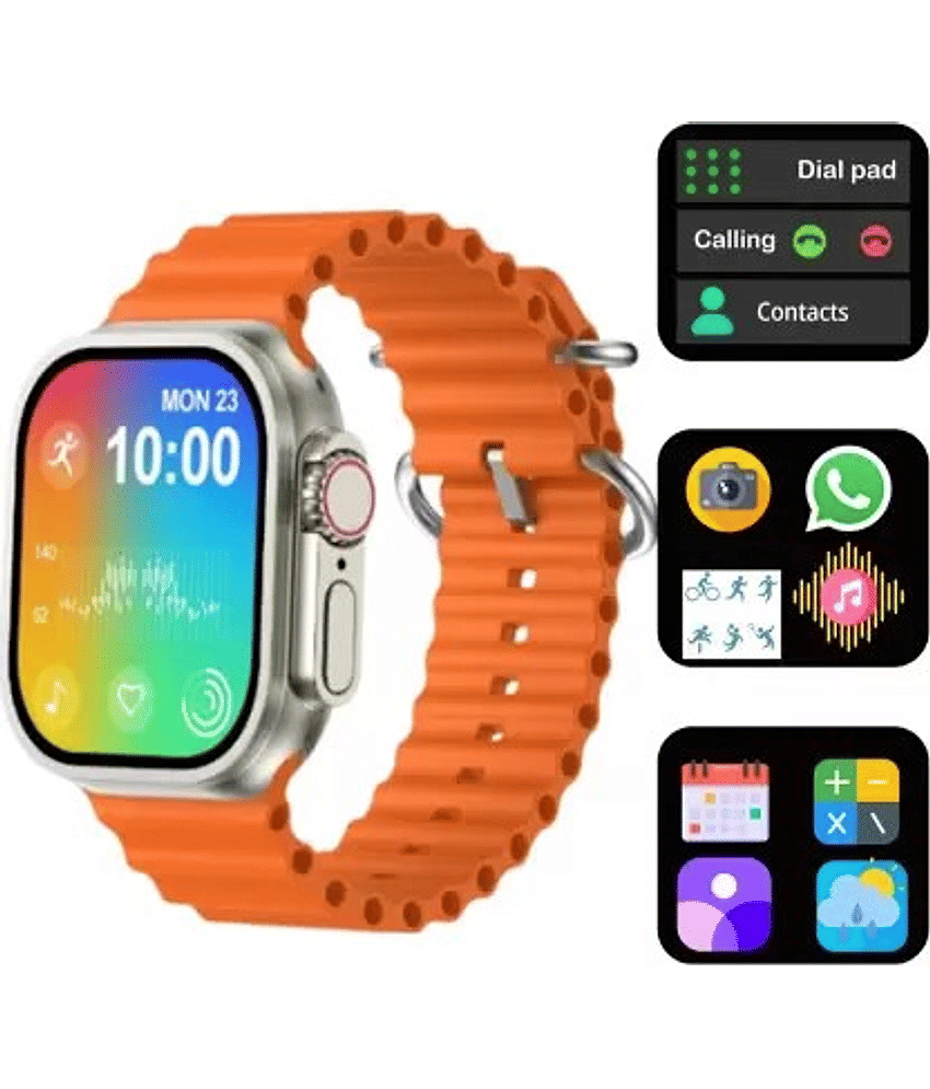 cadnut LCD BT Calling Smart Watch with Strap Upto 5-10 days Backup ( Orange )