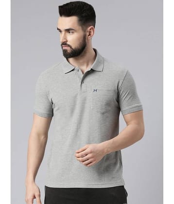 Force NXT Pack of 1 Cotton Blend Regular Fit Self Design Half Sleeves Men's Polo T Shirt ( Grey )