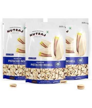 Nutraj Iranian Roasted Salted Pistachios 750g (250g X 3), Pista 750g