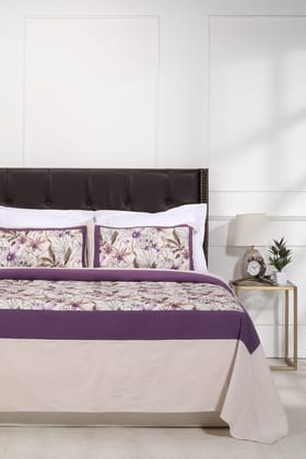 Italia 9 Purple Cotton Embroidered Bedcover-Double: 90 x 108 in / Purple / Purple