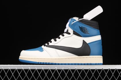 Fragment Design x Travis Scott x Air Jordan 1 Retro High - Military Blue-Euro 41