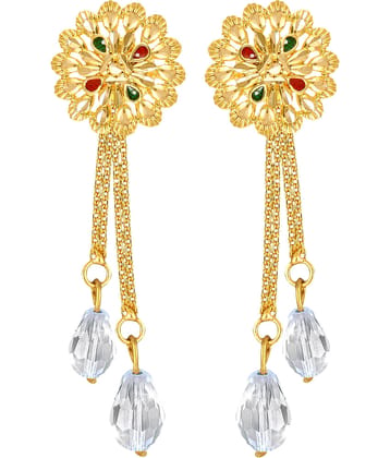 Vighnaharta Golden Drop Earrings ( Pack of 1 )