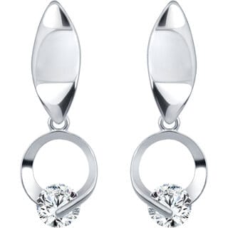 Fancy Bow Solitaire CZ Rhodium Plated Earring for Women and Girls[VFJ1525ERG-Silver ]