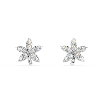 Plant shape stud earring set - Pair-Rhodium plated silver