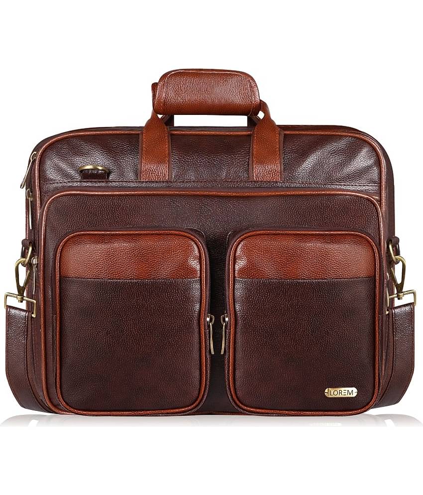 Lorem Brown Faux Leather Office Bag