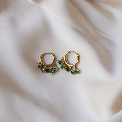 Grape Bunch 18K Gold Plated Hoops-Green