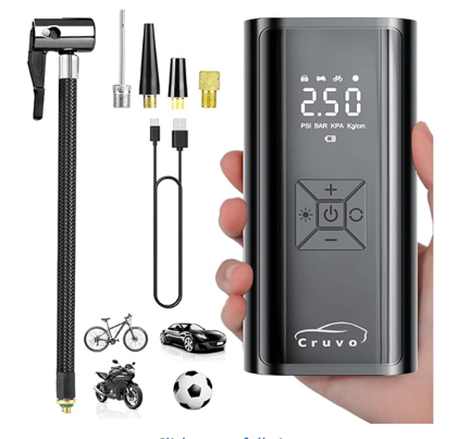Wireless Electric Air Pump EG-209 with LCD Display, 150 PSI Max, USB-C Rechargeable, for Car, Bike, Ball & Inflatables