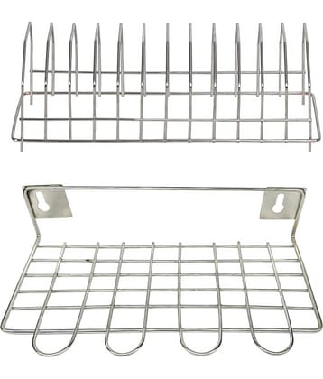 JISUN - Silver Stainless Steel Storage Racks ( Pack of 2 )