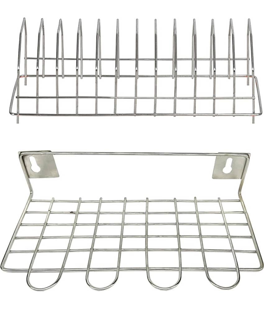 JISUN - Silver Stainless Steel Storage Racks ( Pack of 2 )