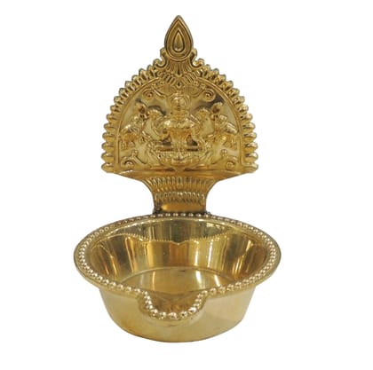 Brass Kamakshi Deepak | Temple Diya For Puja & Home Mandir, Height : 3.5 Inch (ZMAS392 X)