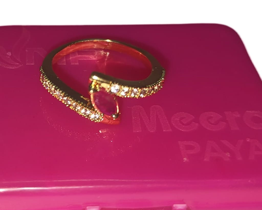 Gold Plated Adjustable Cubic Zirconia Ring for Women