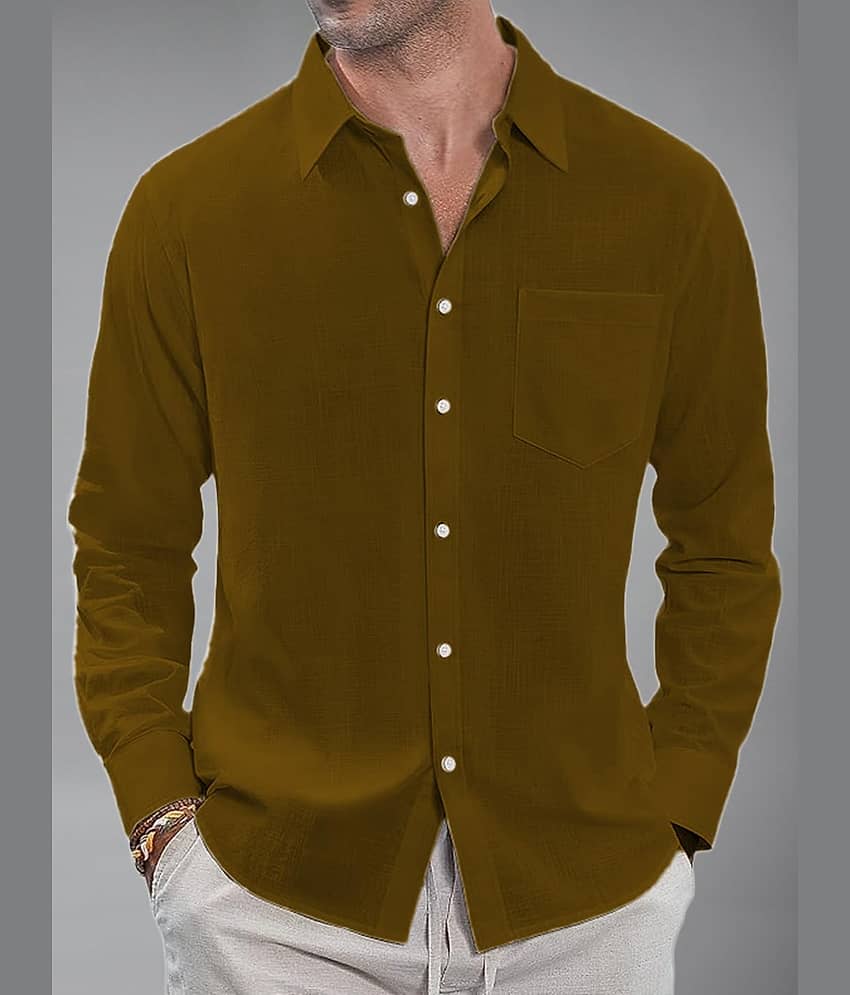 Vida Loca Cotton Blend Slim Fit Solids Full Sleeves Men's Casual Shirt - Green ( Pack of 1 )