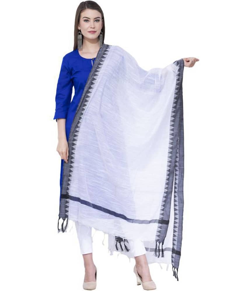 A R Silk White Cotton Dupatta