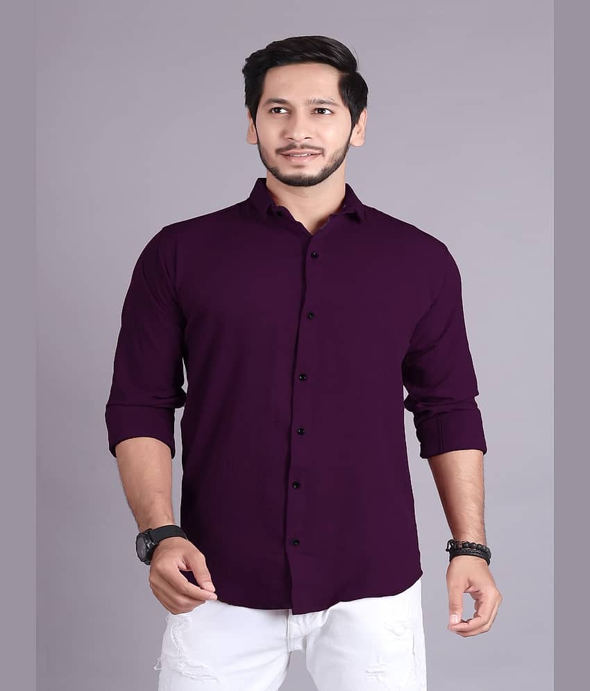 JEEVAAN - THE PERFECT FASHION Cotton Blend Slim Fit Solids Full Sleeves Men's Casual Shirt - Purple ( Pack of 1 )
