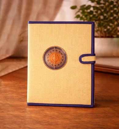 Handcrafted Jute file folder โ Circular Folk Art Motif Handcrafted Jute file folder โ Circular Folk Art Motif