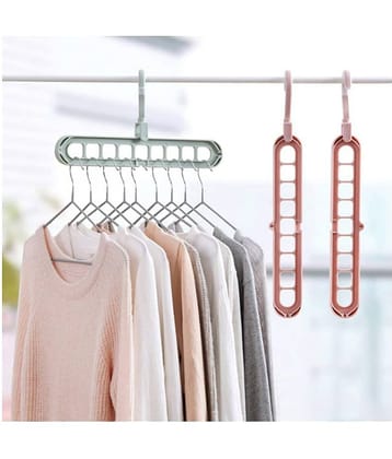 Everbuy (Set OF 2) 360 Degree Swivel Hook -9-Holes Design Space Saver Anti-Skid Plastic Hangers for Clothes Wardrobe