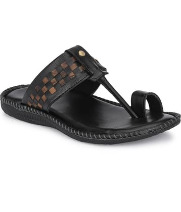 Leeport Black Men's Kolhapuris