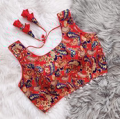 Rayon latkan  Blouse-Red