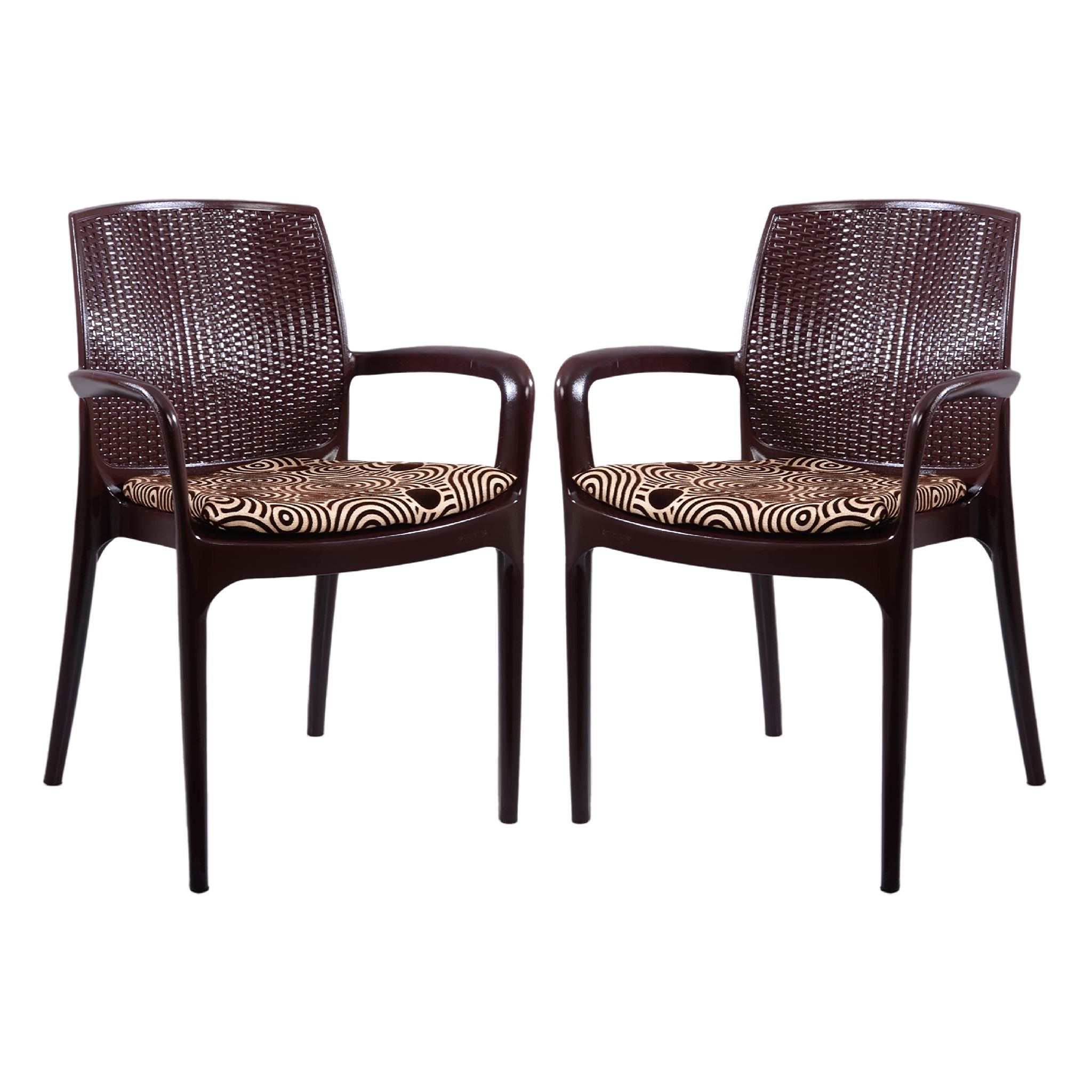 Supreme Furniture Texas Deluxe Plastic Cushion Chair with-Arm Suitable for Home, Garden, Office, Living Room, Cafeteria, Restaurant, Hotel, Resort, Indoor & Outdoor