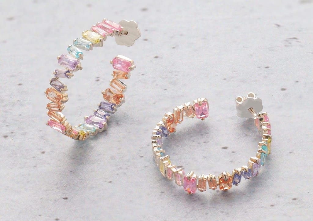 Asymmetrical Hoop Earrings - Multicolour