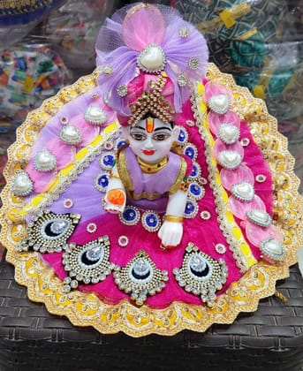 Janamastmi Special Laddu  Gopal Heavy  Designer Dress  Set, Purple &  Pink,   Handcrafted  Zardozi Work  Size 4