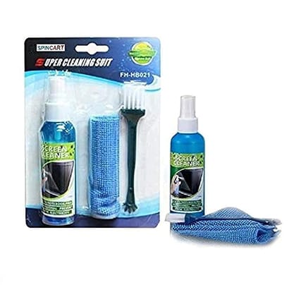 LCD Cleaning 3 in 1 Kit Spray Bottle (80ml) | Screen Cleaner with Spray Cloth Brush Clean Tool for Laptops, Computers, Mobiles