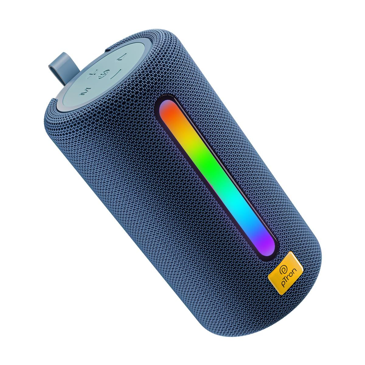 pTron Fusion Buzz 14W Bluetooth Speaker with Pristine Sound, 8hrs Playback, Rhythmic RGB LEDs, Multi-Play Modes BT5.3/TF Card/USB, TWS Feature, Integrated Button Controls, Type-C Charging (Blue) Blue / One Size