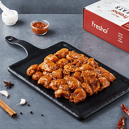 Fresho Amritsari Achari Chicken Tikka - Fresh & Juicy, Marinated, Ready To Cook, 1 kg (40-48 pcs 15-20 g each)