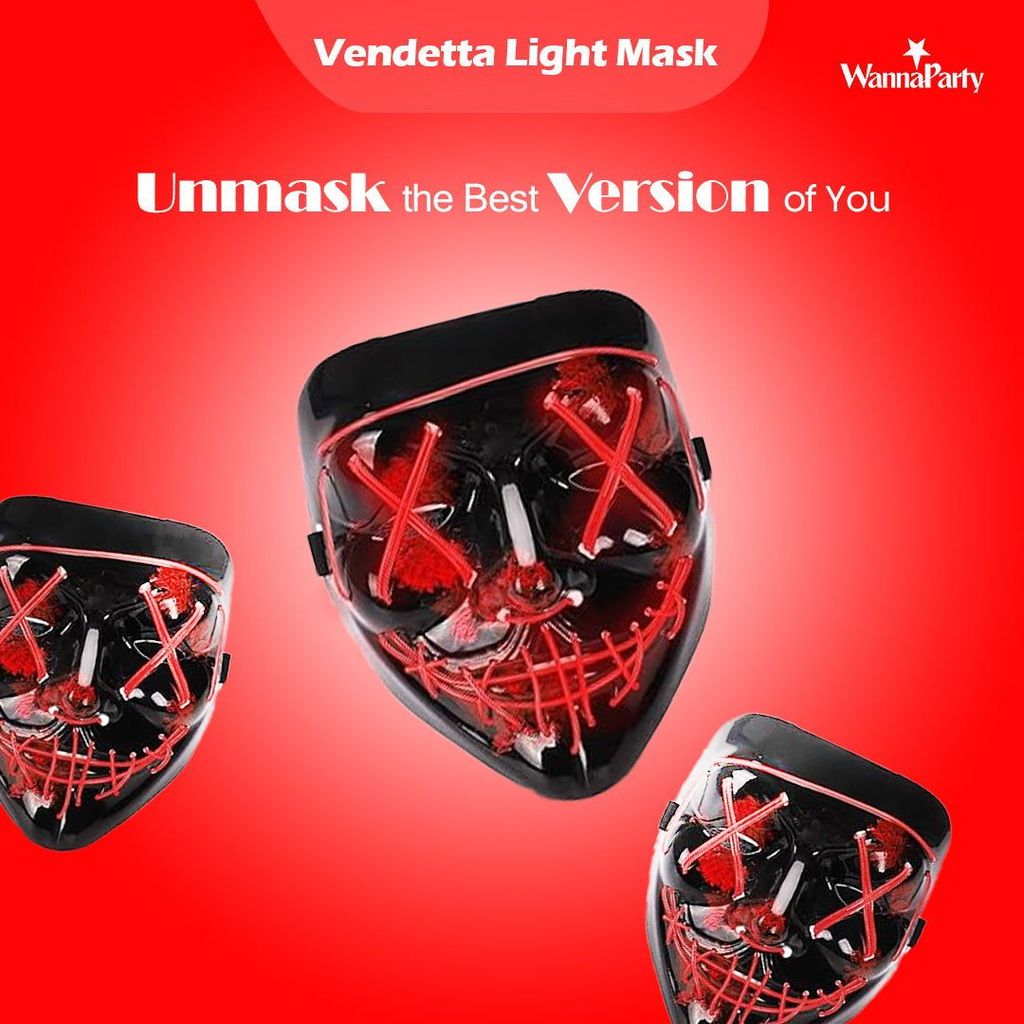 Light Up Dracula Mask Red - 1PC - Party and Festive Needs | Buy online on ZillyBuy