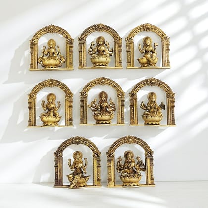 Authentic Brass Ashtalakshmi Statue for Wealth, Prosperity & Home Puja, Height : 4 Inch (BSMAS1810 C)