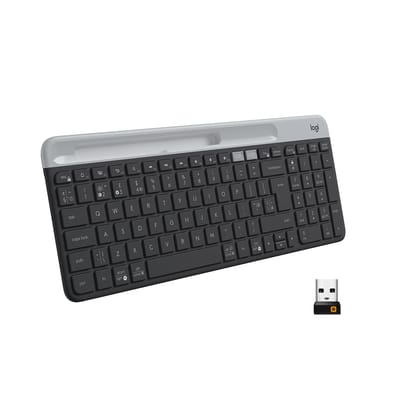Logitech K580 Slim Multi-Device Wireless Keyboard Bluetooth/Receiver, Compact, Easy Switch, 24 Month Battery, Win/Mac, Desktop, Tablet, Smartphone, Laptop Compatible - Graphite Logitech K580 Slim Multi-Device Wireless Keyboard Bluetooth/Receiver, Compact