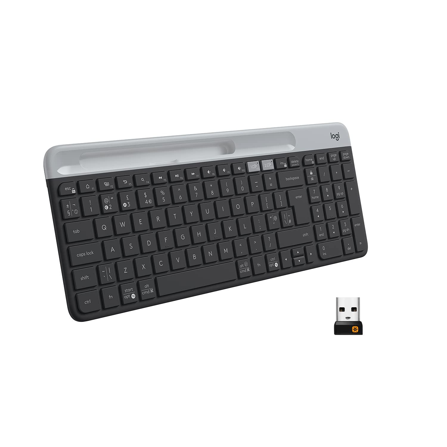 Logitech K580 Slim Multi-Device Wireless Keyboard Bluetooth/Receiver, Compact, Easy Switch, 24 Month Battery, Win/Mac, Desktop, Tablet, Smartphone, Laptop Compatible - Graphite Logitech K580 Slim Multi-Device Wireless Keyboard Bluetooth/Receiver, Compact