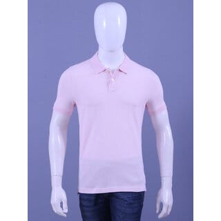 Men's Lt.Pink Enzyme Finish Solid Polo T-Shirt