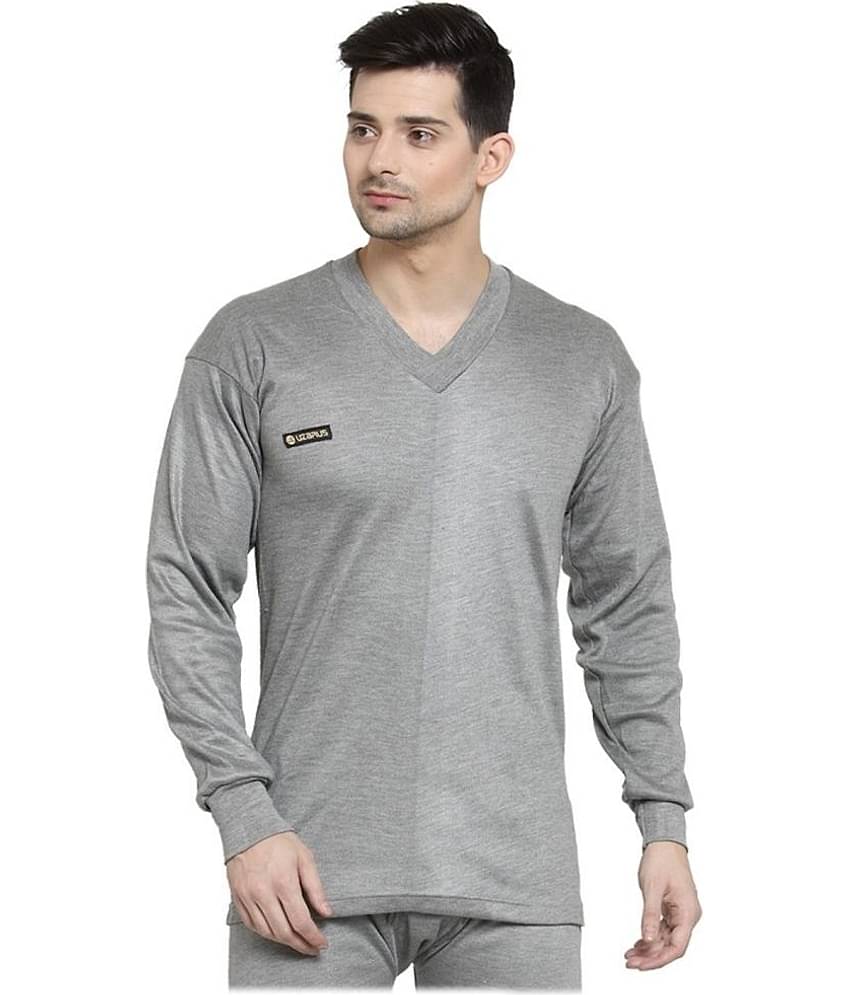 Uzarus Cotton Blend Men's Thermal Tops ( Light Grey )
