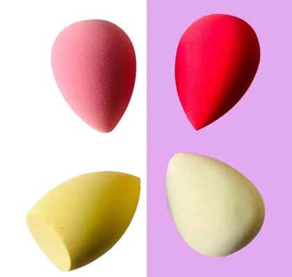 Kozykit 4 Pcs Makeup Sponge Set | Multicolour Soft Beauty Blender Sponges | Latex-Free Foundation, Cream & Powder Puff | Wet & Dry Makeup Tools for Women