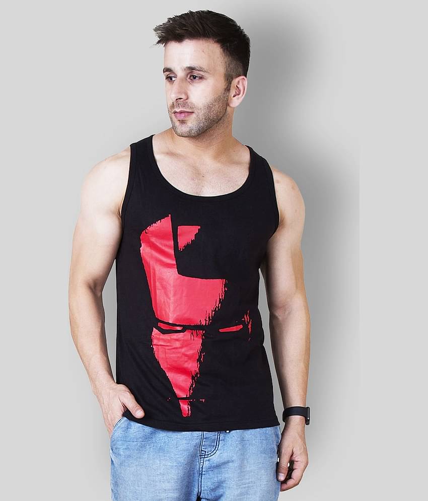 Veirdo Pack of 1 Cotton Sleeveless Vest For Men ( Black )