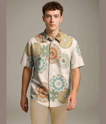 BULLMER Trendy Regular Fit Cotton Blend Printed Casual Half Sleeve Shirt for Men | Stylish Mens Casual Shirts | Shirts for Men_Green2