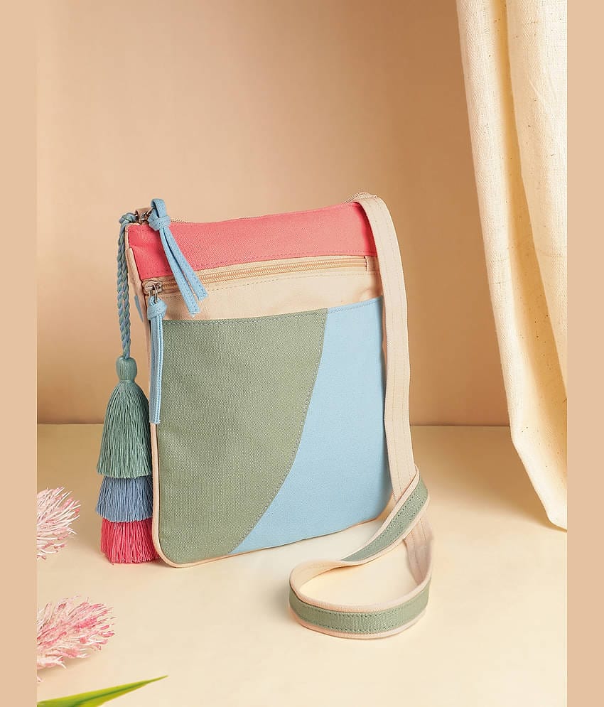 Anekaant Sling Bag Canvas Set of 1 ( Blue )