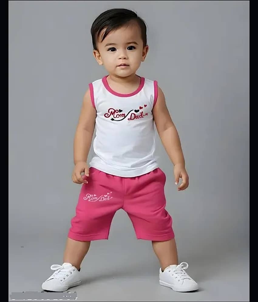 VELION Pack of 1 Unisex Cotton Blend T-Shirt & Shorts Set ( White )