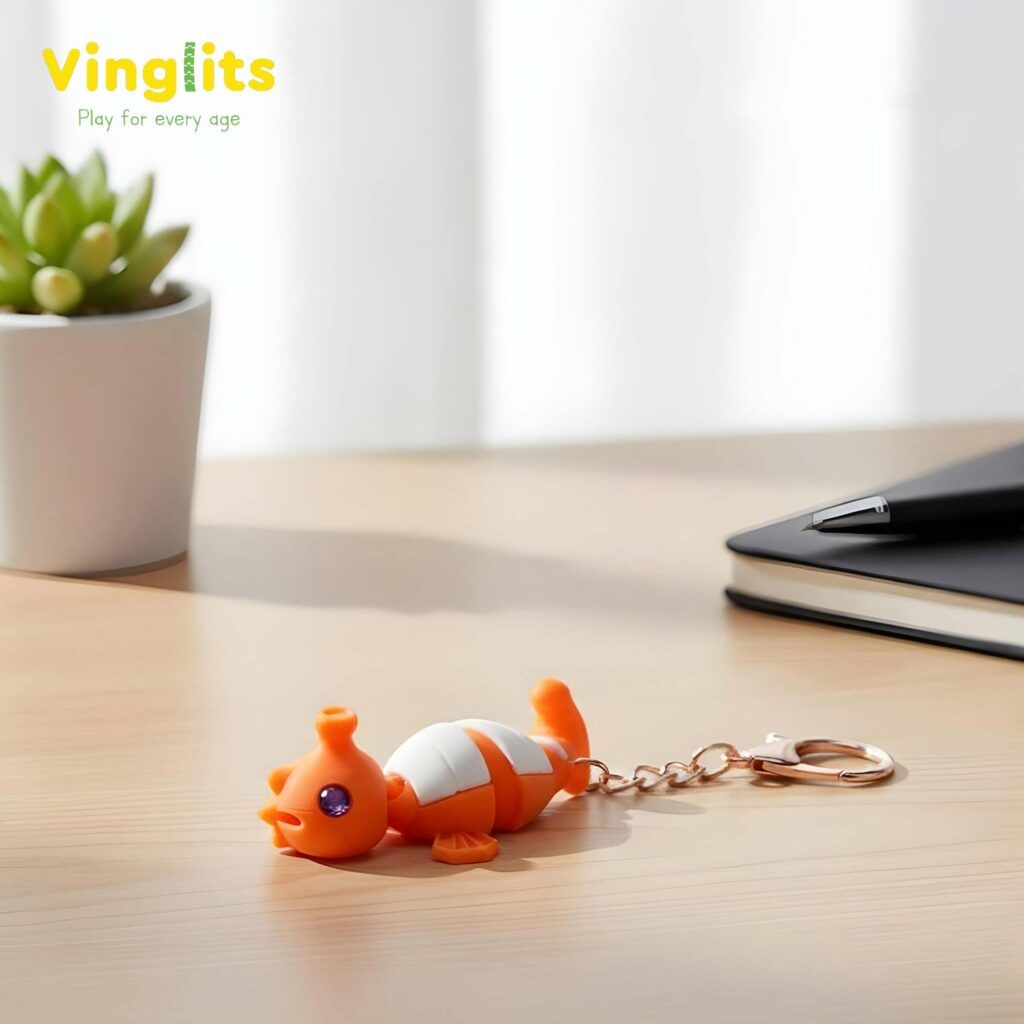 Vinglits Aqua Squad 3D Printed Keychains – Articulated Animal Toys, Pocket-Friendly Keyrings, Stress Relief Desk Toys for Kids & Adults, Collectible Accessories (Seahorse - Stickles)