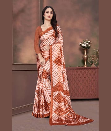 JIHANA FAB Georgette Printed Regular Saree With Unstitched Blouse Piece ( Brown )